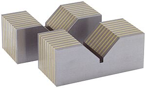 LTF 218.04 Pair of prismatic lamellar blocks with V-grooves 100x40x50 mm, Ideal for positioning pieces with irregular, protruding, and recessed shapes