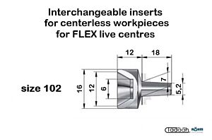 228620 Cuspide intercambiabile Röhm per pezzi senza centrino per contropunta FLEX - 60°-12-102