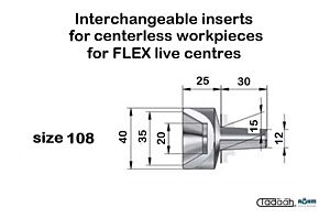 228622 Cuspide intercambiabile Röhm per pezzi senza centrino per contropunta FLEX - 60°-35-108