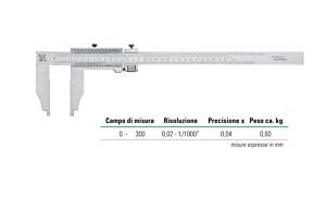 RUPAC 2320300 Calibro a corsoio da officina Serie MicroMet PLUS, esecuzione monoblocco, campo di misura 0-300mm