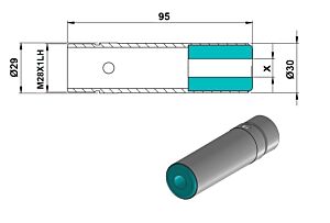 236E Kunststoff Vorschubzange RUND - SECHSKANT fuer Einspindel maschine INDEX links Gewinde, Pinza avanzamento barra in plastica TONDA o ESAGONALE per tornio monomandrino Index 29 filetto sinistro M28x1, Plastic bar feed fingers collet ROUND - HEXAGONAL s