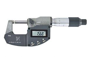 2390250C Micrometro Rupac per esterni digitali Serie Digitronic Plus. Campo di misura 0-25mm, millesimale, USB, IP65, con certificato ACCREDIA
