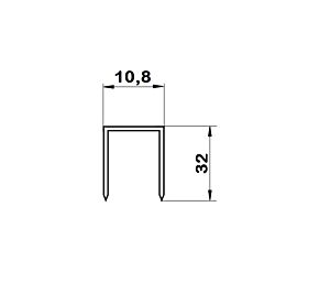 2405632 Punti graffette metalliche 10.000 pezzi tipo "N" per graffatrice lunghezza 32mm, larghezza 10,8mm, spessore 1,40x1,60mm