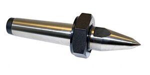 ROHM 249577 Contropunta fissa FZS DIN 807 gambo cono morse 4, con ghiera per estrazione e provvista di piani (SW), con cuspide intera prolungata in acciaio per utensili