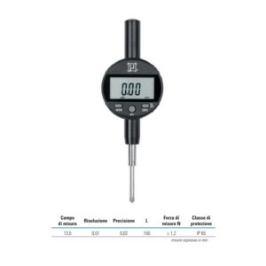 RUPAC 2958010C Digitale Messuhr mit Zentesimale Auflösung, Messbereich 13,5mm, Serie Digitronic PLUS,  IP65 - Accredia-Zertifikat