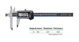 2996163 Calibro digitale in esecuzione speciale con becco regolabile Serie Digitronic campo di misura 0-150mm, grado di portezione IP40