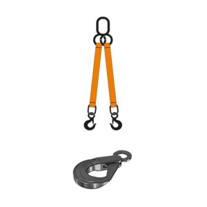 MURTRA 2R100/GS-1 Braca Arancione di sollevamento tubolare a 2 bracci con ganci di sicurezza, lunghezza 1mt, portata 14000 kg, Norma EN 1492-2