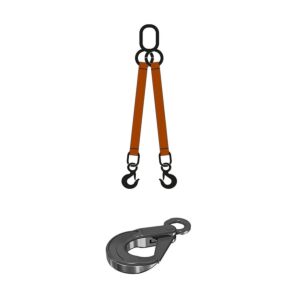 MURTRA 2R60/GS-1 Braca Marrone di sollevamento tubolare a 2 bracci con ganci di sicurezza, lunghezza 1mt, portata 8400 kg, Norma EN 1492-2