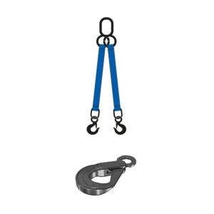 MURTRA 2R80/GS-1 Braca Blu di sollevamento tubolare a 2 bracci con ganci di sicurezza, lunghezza 1mt, portata 11200 kg, Norma EN 1492-2