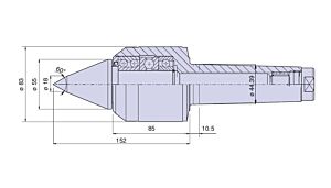 32035 Nuova PTM Contropunta rotante tipo CSF5/L per cono morse CM 5, carico ELEVATO con punta prolungata - Max radiale e assiale daN 3200