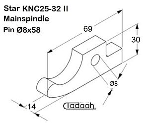 340-32-070/090 Nasello per tornio CNC STAR modello serie KNC25 II, KNC32 II - Mandrino principale