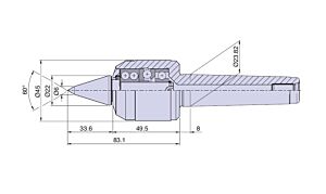 35033 Nuova PTM Contropunta rotante standard tipo CNB3/S per cono morse CM3, punta da copia, carico MEDIO Max radiale e assiale daN 340