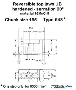 351320 Set composto di tre griffe reversibili, temprate con dentatura a 90° per  autocentrante Röhm DURO-A -165*