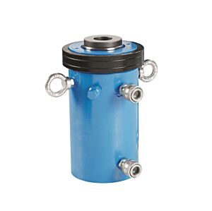 OMCN 367/R Cilindro idraulico a doppio effetto con pistone forato, portata di spinta 24 t e portata di tiro 14 t,  volume olio 671.4 cm³