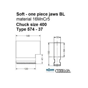 463566 Set composto di tre griffe tenere, con denti e guida temprata per autocentrante Röhm DURO-A RC-400