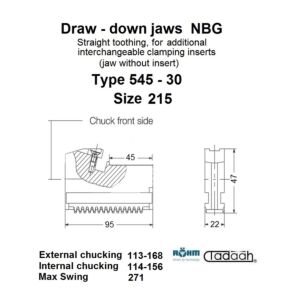 485525 Griffe a disegno per inserti di serraggio maggiorato intercambiabili a denti diritti per autocentrante Röhm DURO-A RC-215