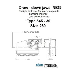 485526 Griffe a disegno per inserti di serraggio intercambiabili a denti diritti per autocentrante Röhm DURO-A RC-260
