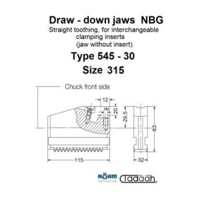 485528 Griffe a disegno per inserti di serraggio intercambiabili a denti diritti per autocentrante Röhm DURO-A RC-315