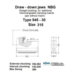 485529 Griffe a disegno per inserti di serraggio maggiorato intercambiabili a denti diritti per autocentrante Röhm DURO-A RC-315