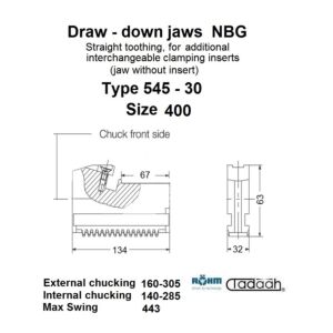 485531 Griffe a disegno per inserti di serraggio maggiorato intercambiabili a denti diritti per autocentrante Röhm DURO-A RC-400