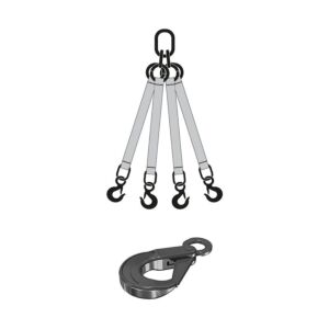 MURTRA 4R60/GS-2 Braca Grigio di sollevamento tubolare a 4 bracci con ganci di sicurezza, lunghezza 2mt, portata 8400 kg, Norma EN 1492-2