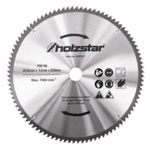HOLZSTAR 5260305 Lama in metallo duro 300x3.2x30 mm Z72 con denti trapezoidali/piani per metalli non ferrosi e profili plastici