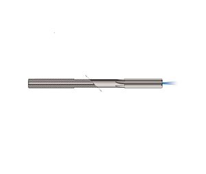 620-05.66-A UTENSILERIA OSSOLANA Alesatore in metallo duro a macchina per fori ciechi con diametro centesimale personalizzato da Ø5.66 a Ø6.15, codolo cilindrico Ø6 h6 con refrigerazione interna, rivestito Alcrona-pro