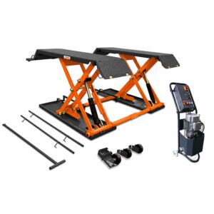 UNICRAFT 6240030 Ponte sollevatore idraulico a forbice, modello SHB 3, trifase 400V, due robusti cilindri idraulici per il sollevamento fino a 3t