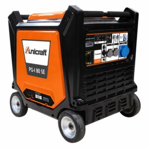 UNICRAFT 6706800 Generatore di corrente inverter portatile a benzina 7.5 kW, modello PG-I 80 SE, monofase 230V, con starter per avviamento a freddo