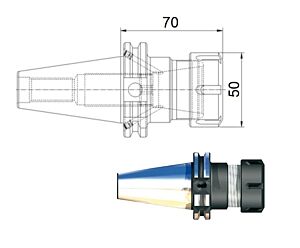 9994032 Mandrino portapinze ER32 Ø50, L70, ISO40, DIN 6499/B - ATTACCO DIN 69871 AD/B - PRT TOOLS