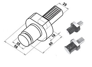 9S32535 Fermo barra rotante con attacco VDI25, diametro 35mm, corsa di compressione 3 mm