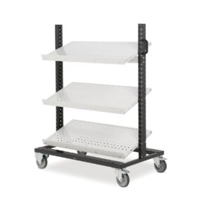 Fami BINCART1004 Warehouse picking trolley with three perforated panels and edge retainer - Dimensions 1067x668x1357mm Capacity 300Kg
