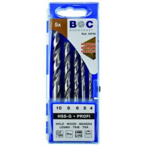 BOHRCRAFT BOC 31101430005 Assortimento punta elicoidale per legno HSS-G - 5 pezzi
