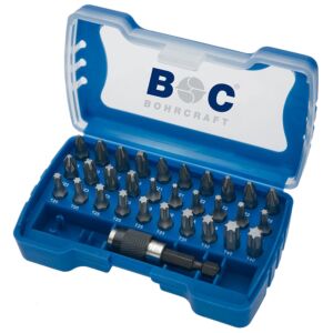 BOC69001430031 - Assortimento Inserti + Adattatore Sblocco Rapido 1/4" (Phillips/Pozidriv/Torx) 31 Pezzi