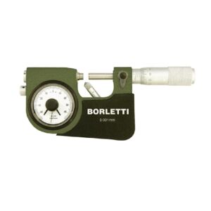 BORLETTI MST2W Micrometro millesimale analogico con comparatore, contatti in metallo duro e asta per supporto del pezzo - Campo di misura 25-50mm