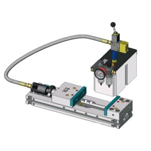 C0MODSPOP1530 CUTER Morsa modulare con GANASCE FISSE 150x300mm fornita con cilindro oleopneumatico corsa 6mm e centralina