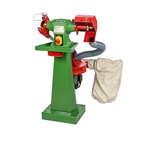 NEBES Elettromeccanica CA-10 Macchina combinata industriale in GHISA Serie "CA” con aspiratore e colonna per utilizzo spazzola e mola 200x25x20 mm, motore monofase 230V