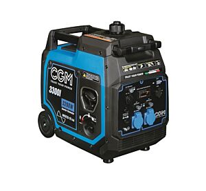 CGM 3300I Generatore di corrente super power inverter SILENZIATO con carello a benzina 3kW, monofase 230V, con avviamento a strappo e regolazione di tensione AVR