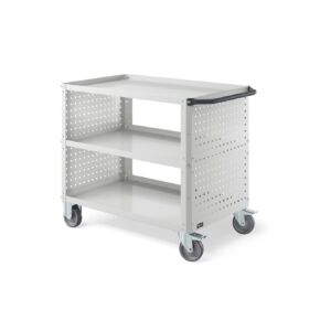 Fami arredamenti CLEVER1011 Carrello Clever Large con piano in acciaio aggiuntivo con bordi rialzati e pannelli forati - Dimensione 1030x615x846mm e portata 300Kg