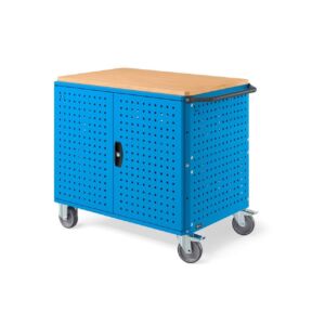 Fami arredamenti CLEVER1018 Clever Large trolley with wooden top, additional top, perforated panels and doors - Dimensions 1030x655x868mm Capacity 300Kg