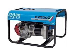 CGM CX5000 Generatore di corrente portatile a benzina 4.5kW con cappotta di protezione, monofase 230V, con avviamento a strappo e AVR