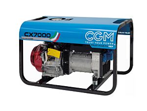 CGM CX7000 Generatore di corrente portatile a benzina 6.3kW con cappotta di protezione, monofase 230V, con avviamento a strappo e AVR