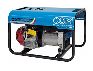 CGM CX7000T Generatore di corrente portatile a benzina 5.6kW con cappotta di protezione, trifase 400V, con avviamento a strappo e AVR
