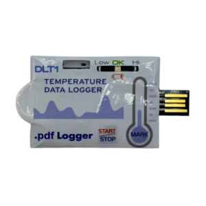 EB Instruments DLT1 Einweg-USB-Temperaturdatenlogger mit NTC-Sensor, Alarmen, Ereignismarkierung, Mehrsprachigkeit und automatischer PDF-Erstellung über direkten PC-Anschluss