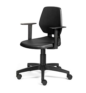 Fami FAXCATY50000007 Sedia da lavoro in poliuretano con ruote e braccioli, color nero, regolabile in altezza
