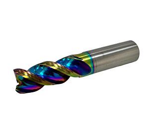 30.RM Frese per rame, alluminio, acciaio medio/bassa resistenza in metallo duro HM integrale, taglio a smusso rompi spigolo, numero di taglienti 3, rivestite in Raynbow, diametri frese da 2 a 20mm