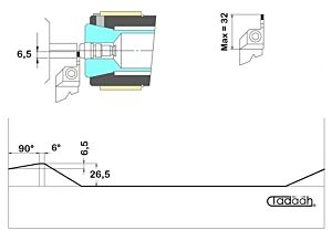 GM20-CCINS-65-90 Camma corta per porta inserto da taglio 6.5x90° per Gildemeister-DMG Mori AS16, AS20, GS20, GM20