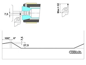 GM20-CCINS-75-100 Camma speciale per porta inserto da taglio 7.5x100° per Gildemeister-DMG Mori AS16, AS20, GS20, GM20