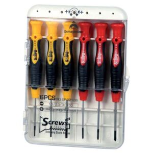 KRAVM S02106 Set 6 giraviti di precisione Meccanico 58/60 HRC con magnetizzatore e smagnetizzatore