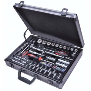 KRAWM E09066 - Valigia completa di 81 utensili manuali in Cromo Vanadio